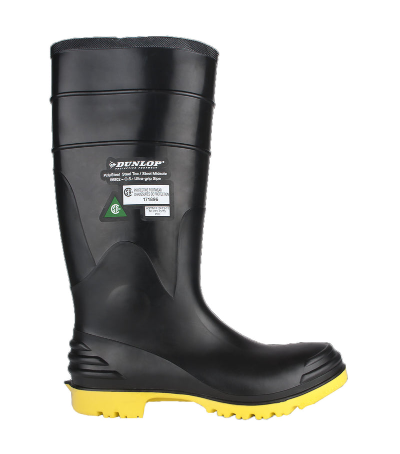 Polysteel Steel Toe & Midsole, Black | 16'' Waterproof PVC Work Boots