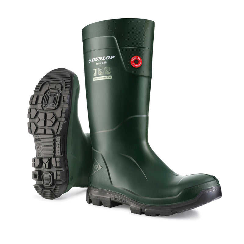 Purofort TerraPro Soft Toe, Vert | Bottes de pluie 15’’ en PU imperméa