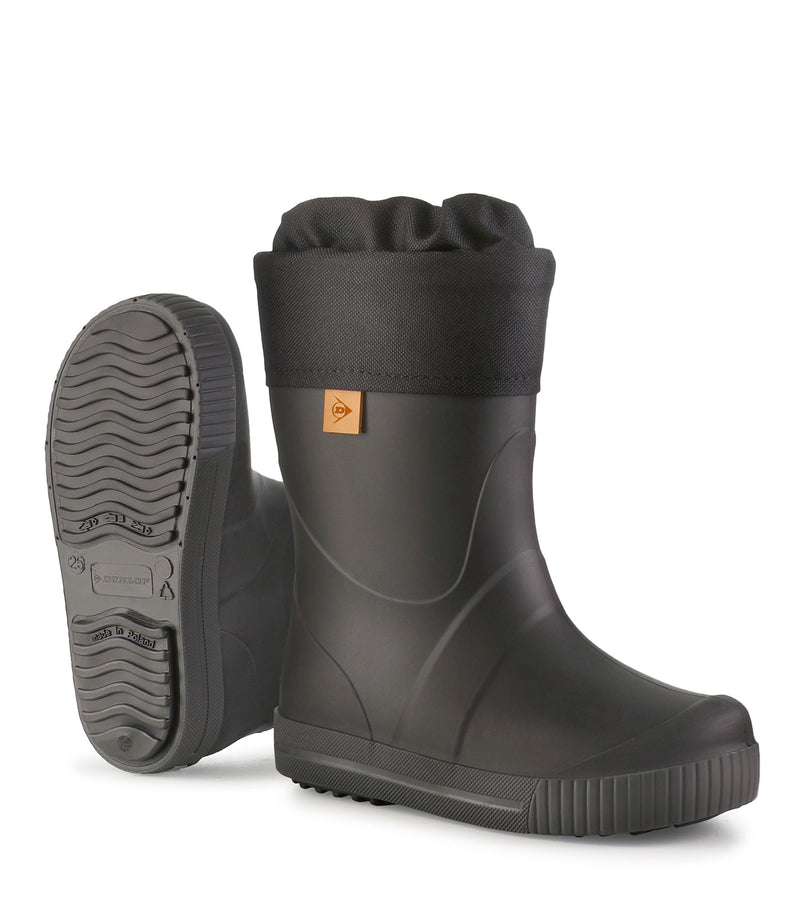 Puddle Jumper Fur Lined, Noir | Bottes de pluie isolées pour enfants
