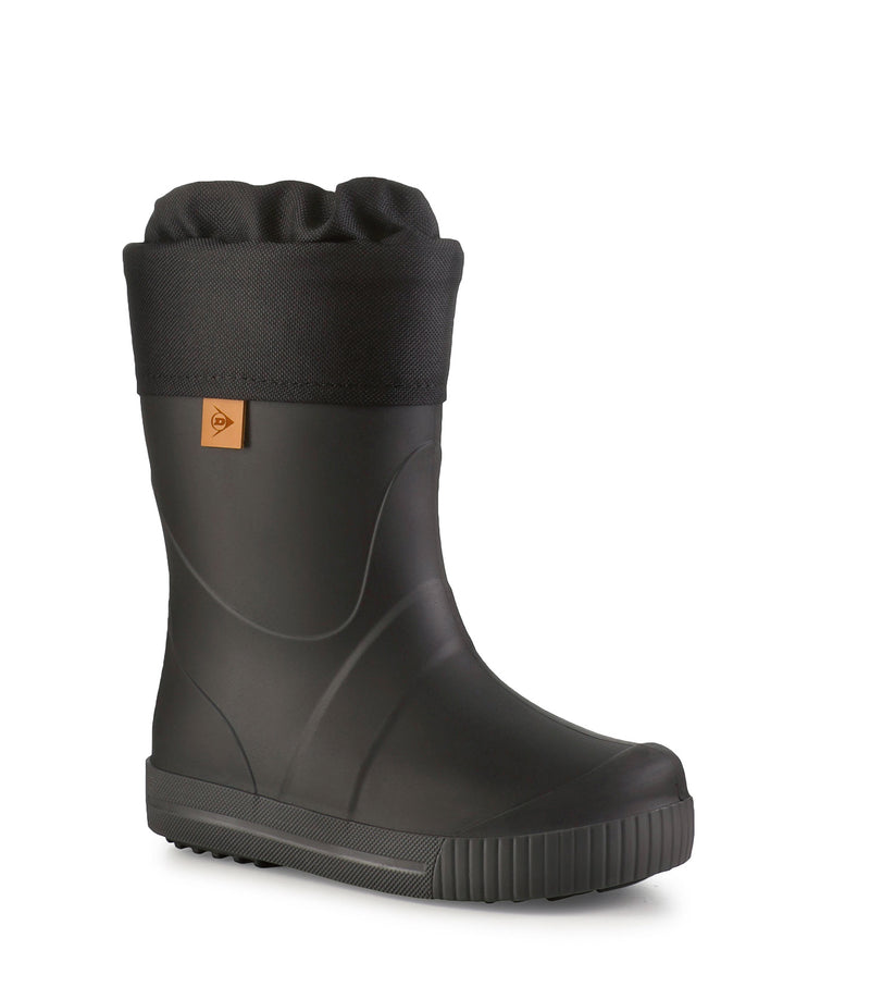 Puddle Jumper Fur Lined, Noir | Bottes de pluie isolées pour enfants